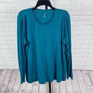 J. Jill Perfect Pima Teal Long Sleeve T-Shirt Size XL